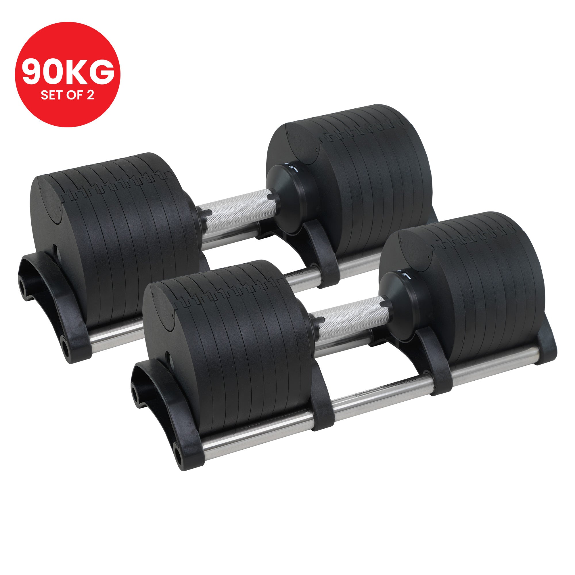 Powertrain Eon 90kg Adjustable Dumbbells Home Gym 9 Strength Training Safety Lock System Building & Fitness V240-DMB-B14-045-2