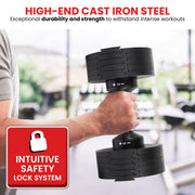 Powertrain Eon 90kg Adjustable Dumbbells Home Gym 9 Strength Training Safety Lock System Building & Fitness V240-DMB-B14-045-2