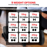 Powertrain Eon 90kg Adjustable Dumbbells Home Gym 9 Strength Training Safety Lock System Building & Fitness V240-DMB-B14-045-2
