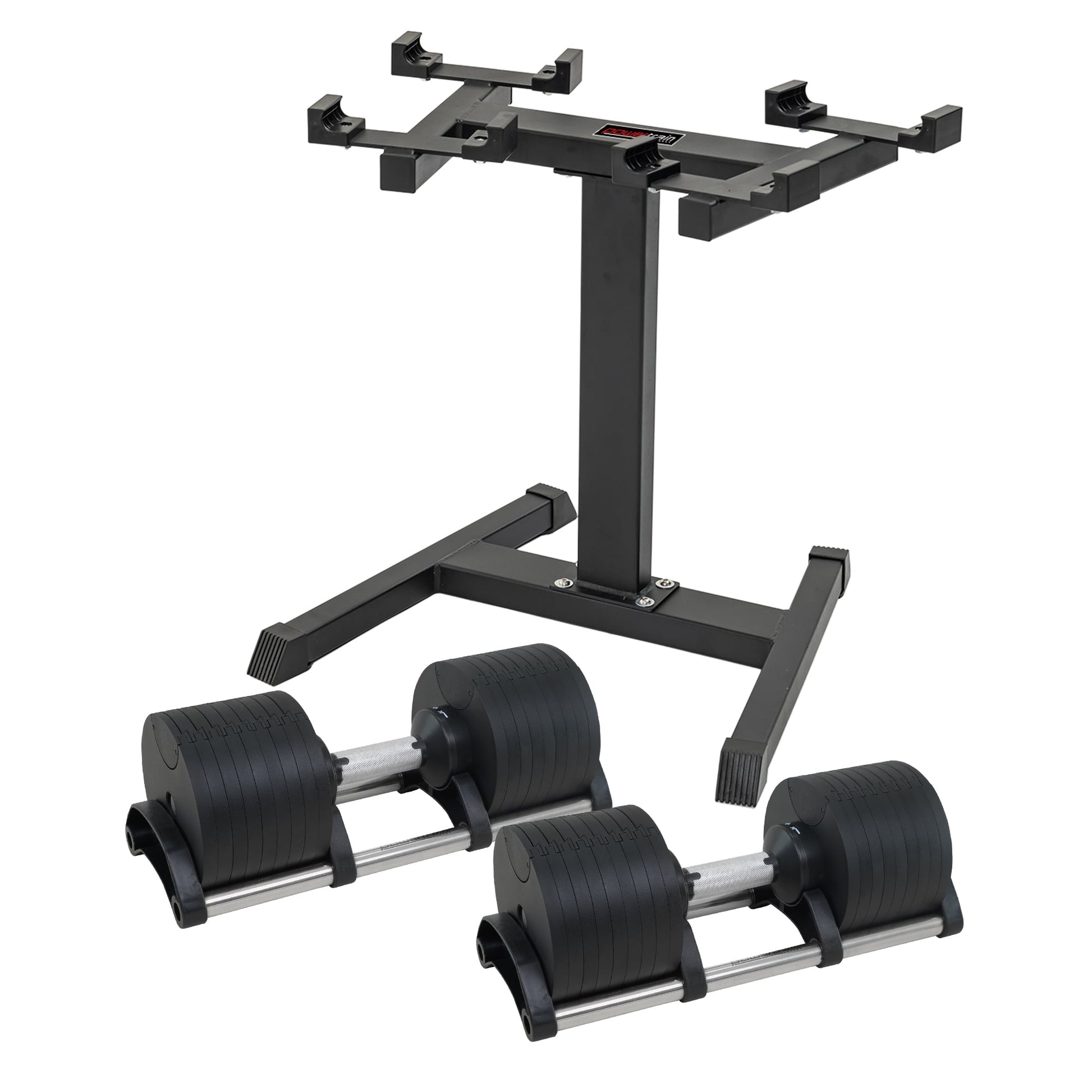 Powertrain Eon 2 X 45kg Adjustable Dumbbells W/ Stand Heavy-duty Storage Rack Home Gym 9 Strength Training V240-DMB-B14-045-2-STD