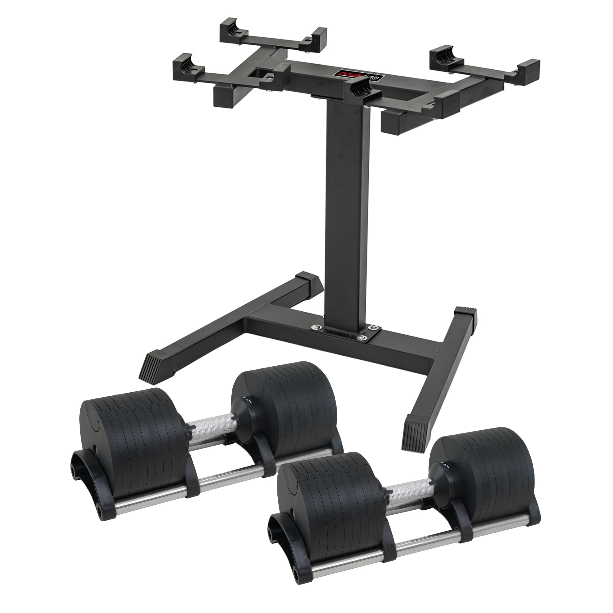 Powertrain Eon 2 X 45kg Adjustable Dumbbells W/ Stand Heavy-duty Storage Rack Home Gym 9 Strength Training V240-DMB-B14-045-2-STD