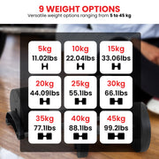 Powertrain Eon Dial-Up 45KG Adjustable Dumbbell - Green V240-DMB-B14-045-GN-1