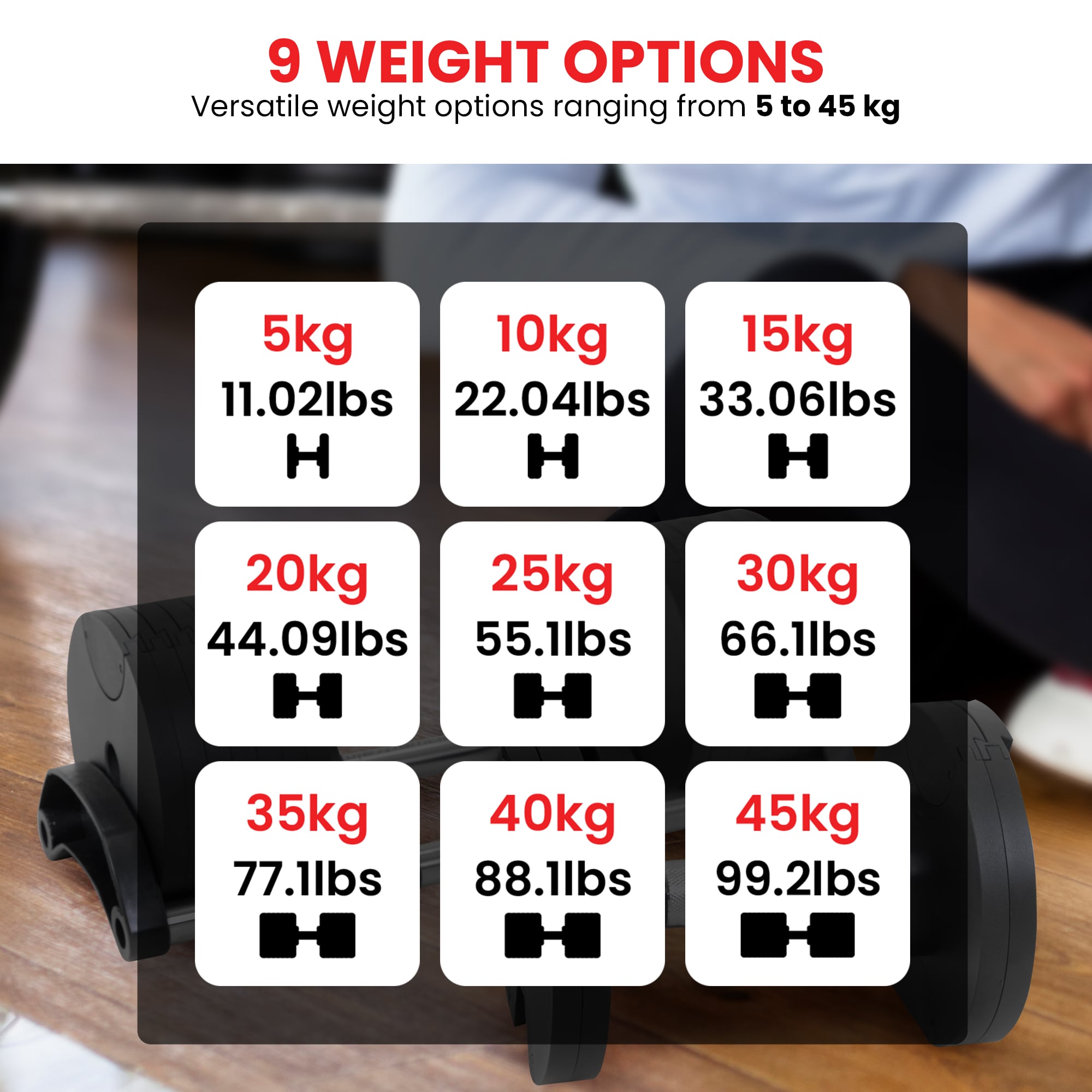 Powertrain Eon Dial-Up 45KG Adjustable Dumbbell - Green V240-DMB-B14-045-GN-1