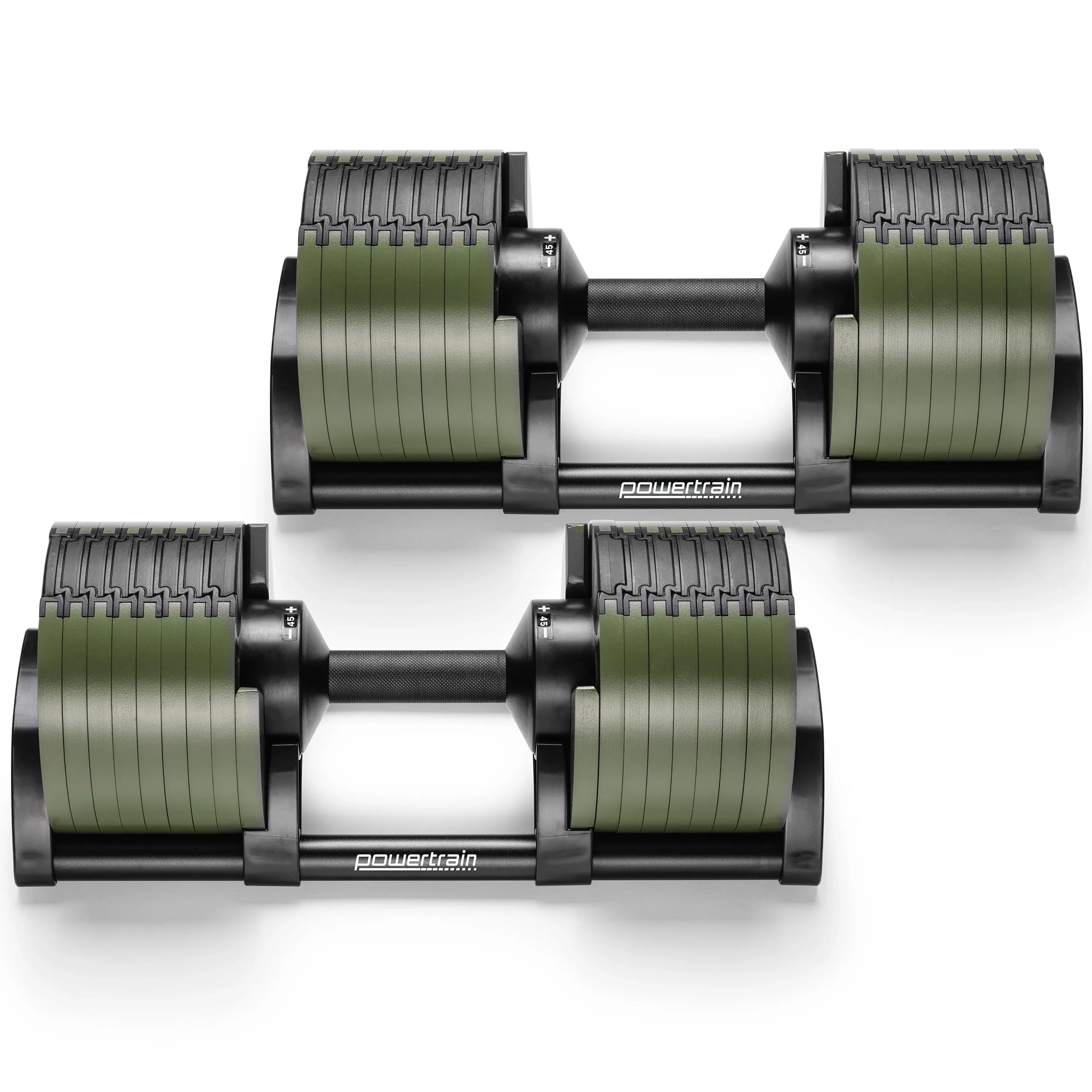 Powertrain Eon Dial-Up 90KG Adjustable Dumbbells Pair - Green V240-DMB-B14-045-GN-2