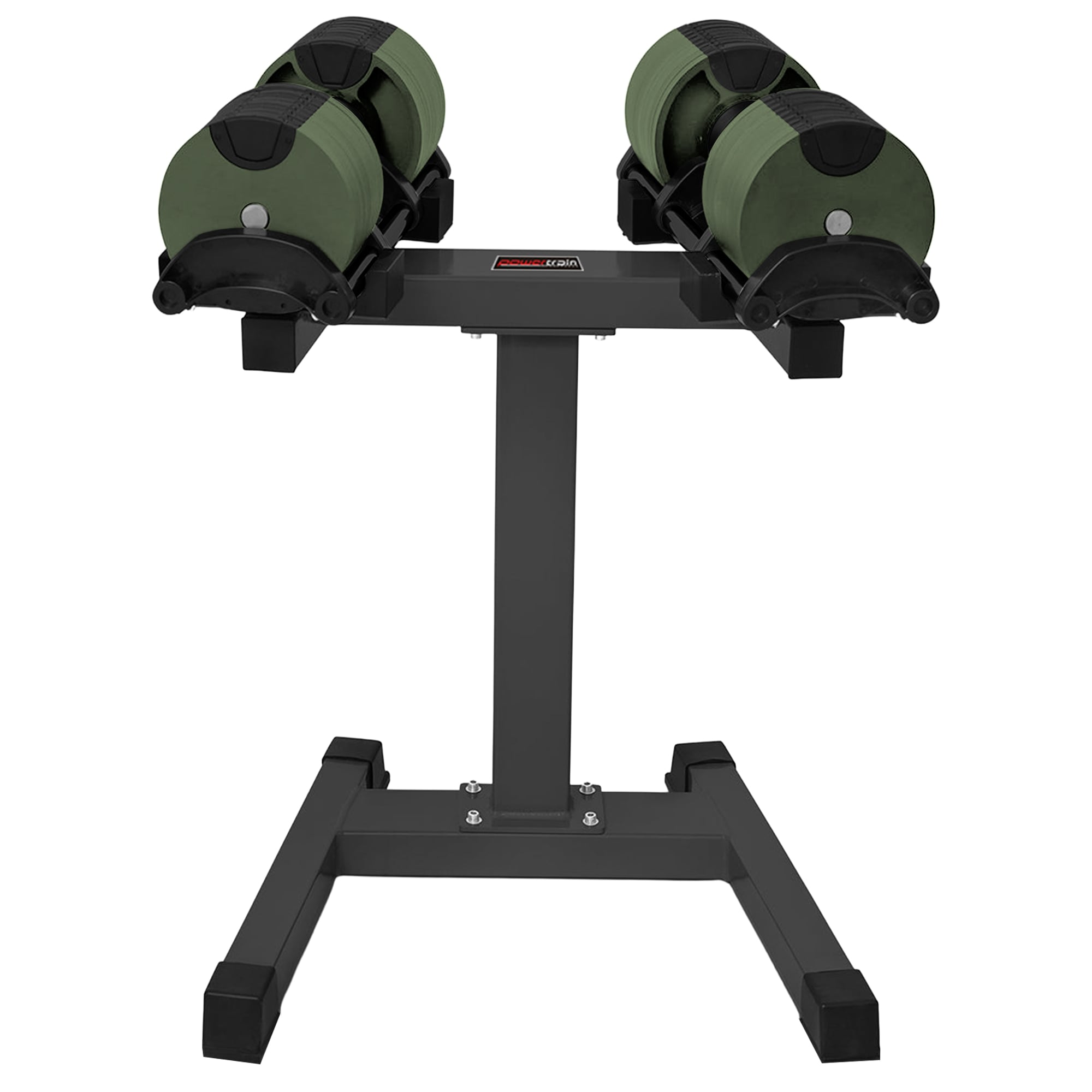 Powertrain Eon Dial-Up 90KG Adjustable Dumbbells Pair with Stand - Green V240-DMB-B14-045-GN-2S