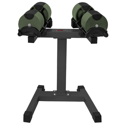 Powertrain Eon Dial-Up 90KG Adjustable Dumbbells Pair with Stand - Green V240-DMB-B14-045-GN-2S