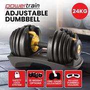 Powertrain 24KG Adjustable Home Gym Dumbbell - Gold V240-DMB-BF1-024-1-GD