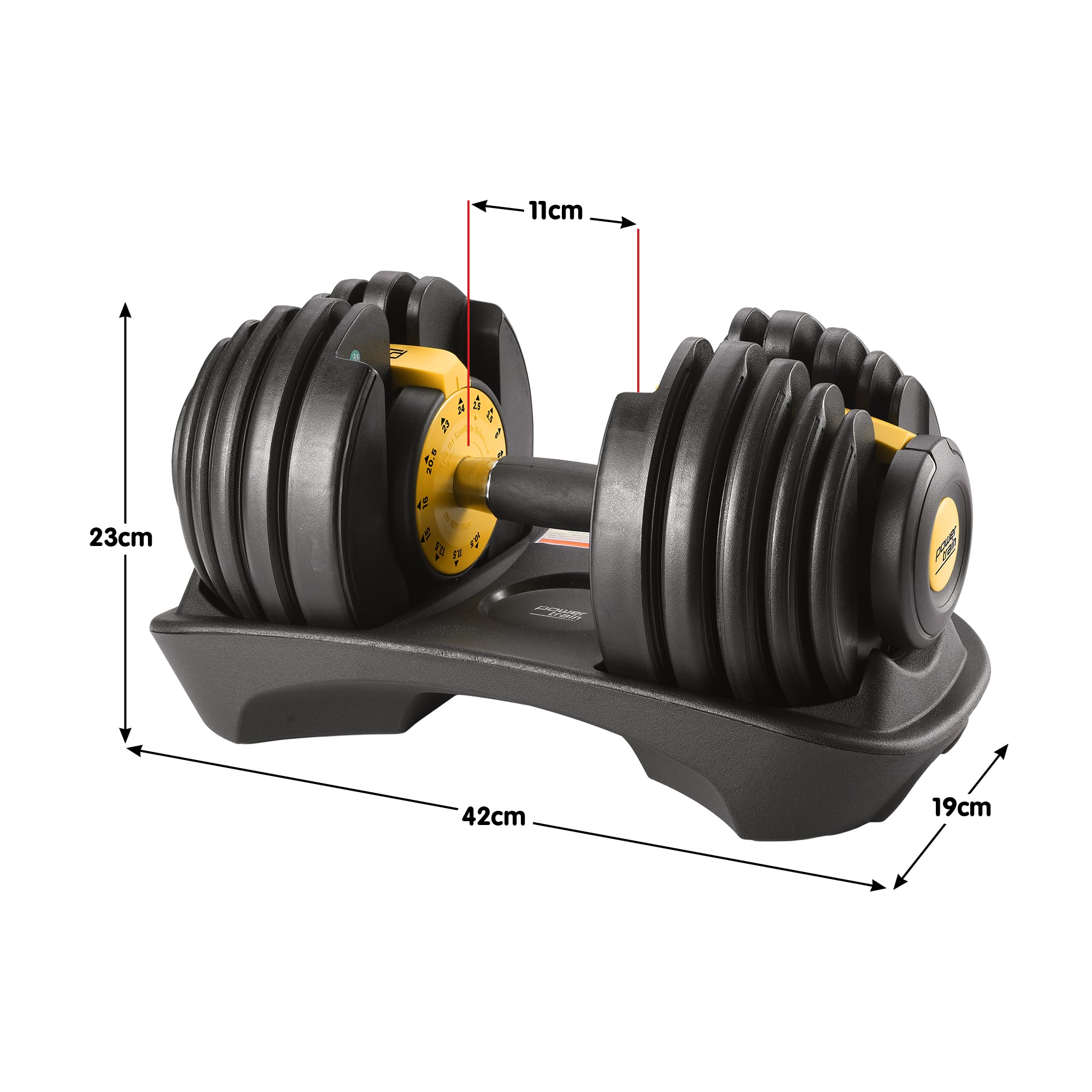 Powertrain 24KG Adjustable Home Gym Dumbbell - Gold V240-DMB-BF1-024-1-GD