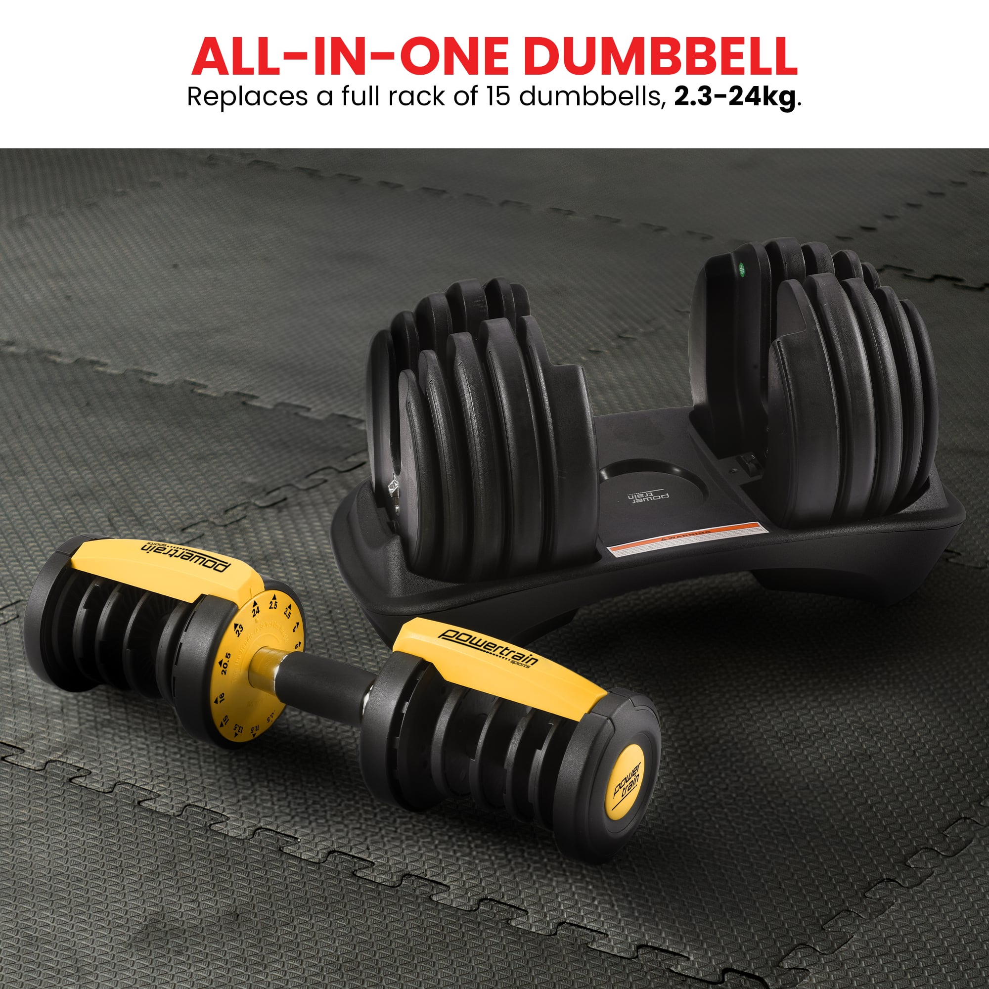 Powertrain 24KG Adjustable Home Gym Dumbbell - Gold V240-DMB-BF1-024-1-GD