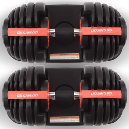 Powertrain 48kg Adjustable Dumbbells 15-in-1 Home Gym Weights - Red V240-DMB-BF1-024-2