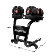 Powertrain 48kg Adjustable Dumbbells with Dumbbell Stand - Red V240-DMB-BF1-024-2S