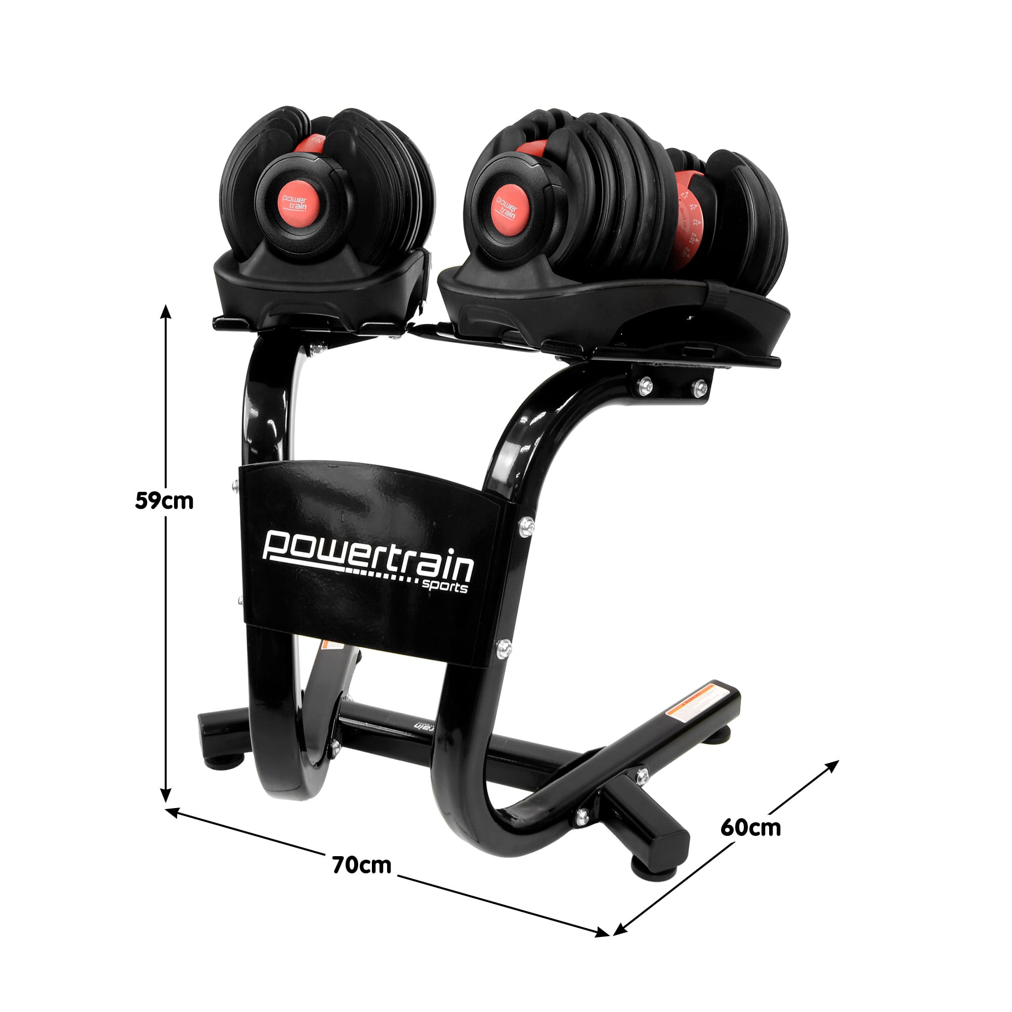 Powertrain 48kg Adjustable Dumbbells with Dumbbell Stand - Red V240-DMB-BF1-024-2S