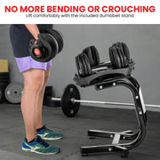 Powertrain 48kg Adjustable Dumbbells with Dumbbell Stand - Red V240-DMB-BF1-024-2S