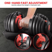 Powertrain 48kg Adjustable Dumbbells with Dumbbell Stand - Red V240-DMB-BF1-024-2S