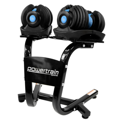 Powertrain 48KG Adjustable Dumbbell Set With Stand Blue V240-DMB-BF1-024-2S-BU