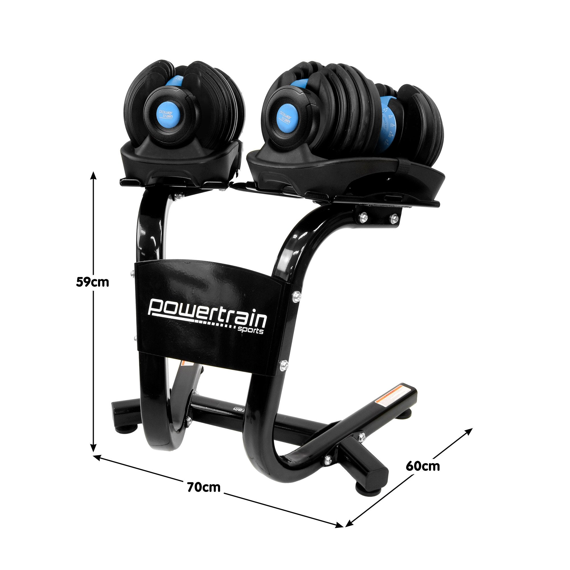 Powertrain 48KG Adjustable Dumbbell Set With Stand Blue V240-DMB-BF1-024-2S-BU