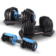 Powertrain 48KG Adjustable Dumbbell Set With Stand Blue V240-DMB-BF1-024-2S-BU
