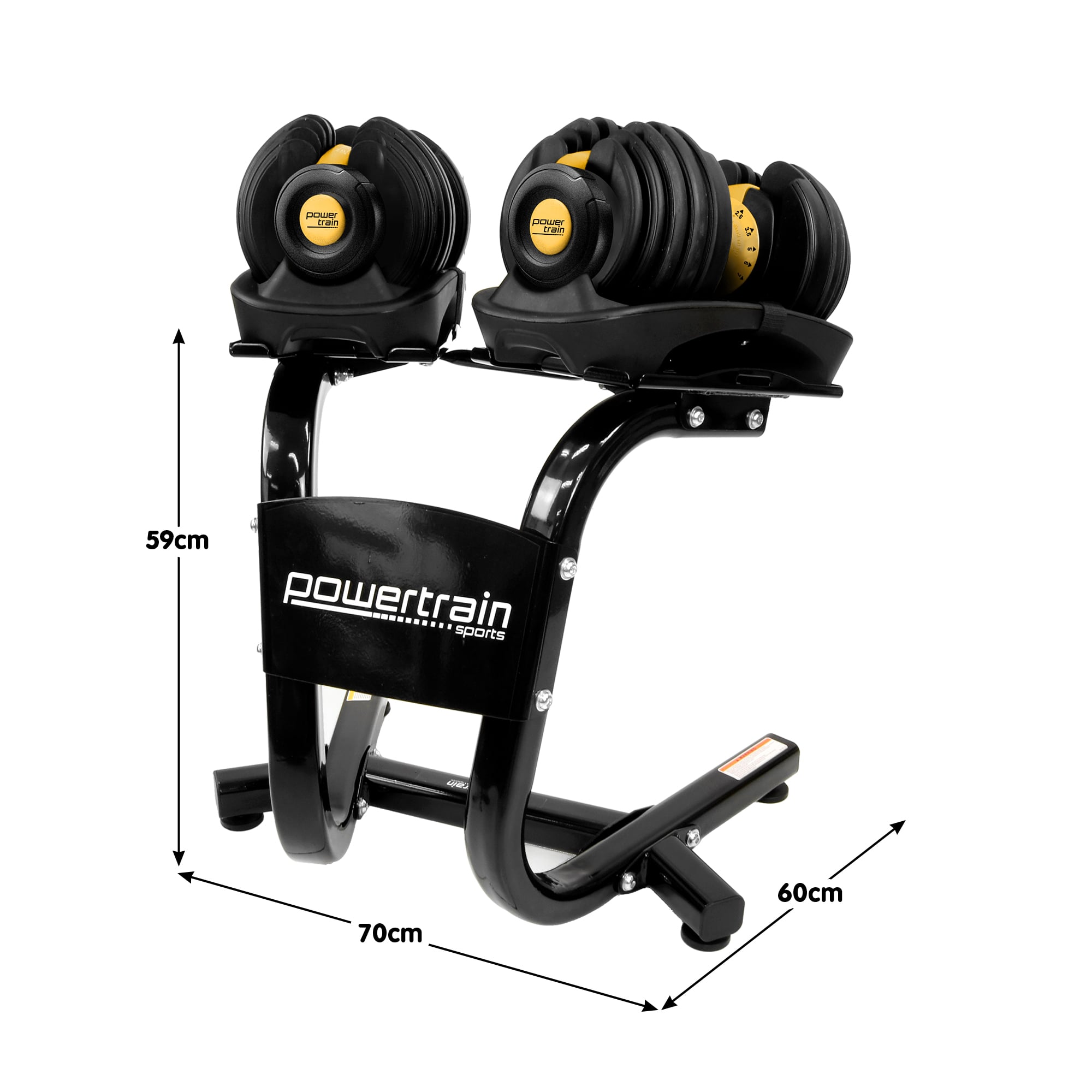 Powertrain 48KG Adjustable Dumbbell Set With Stand - Gold V240-DMB-BF1-024-2S-GD