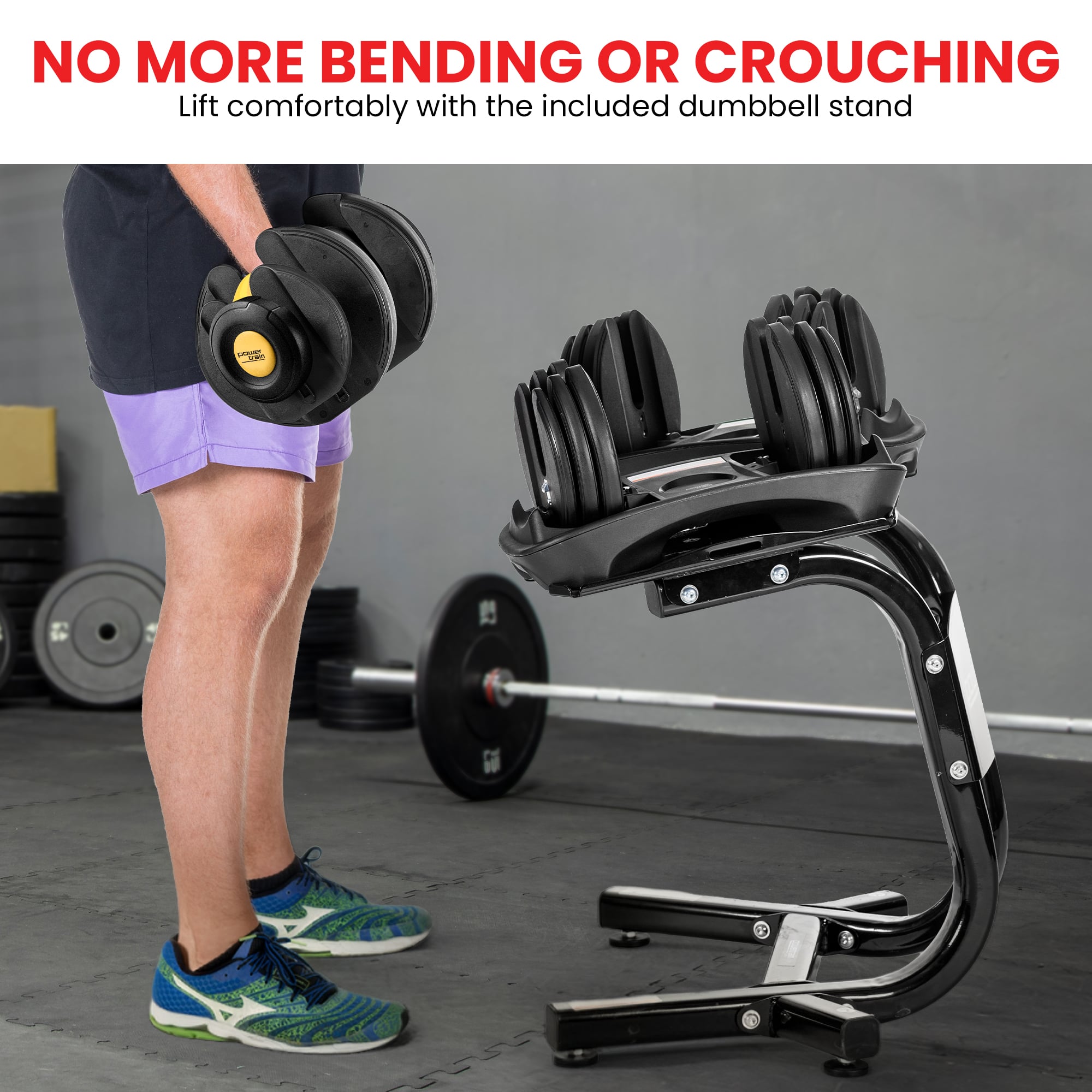 Powertrain 48KG Adjustable Dumbbell Set With Stand - Gold V240-DMB-BF1-024-2S-GD