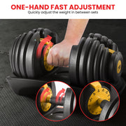 Powertrain 48KG Adjustable Dumbbell Set With Stand - Gold V240-DMB-BF1-024-2S-GD