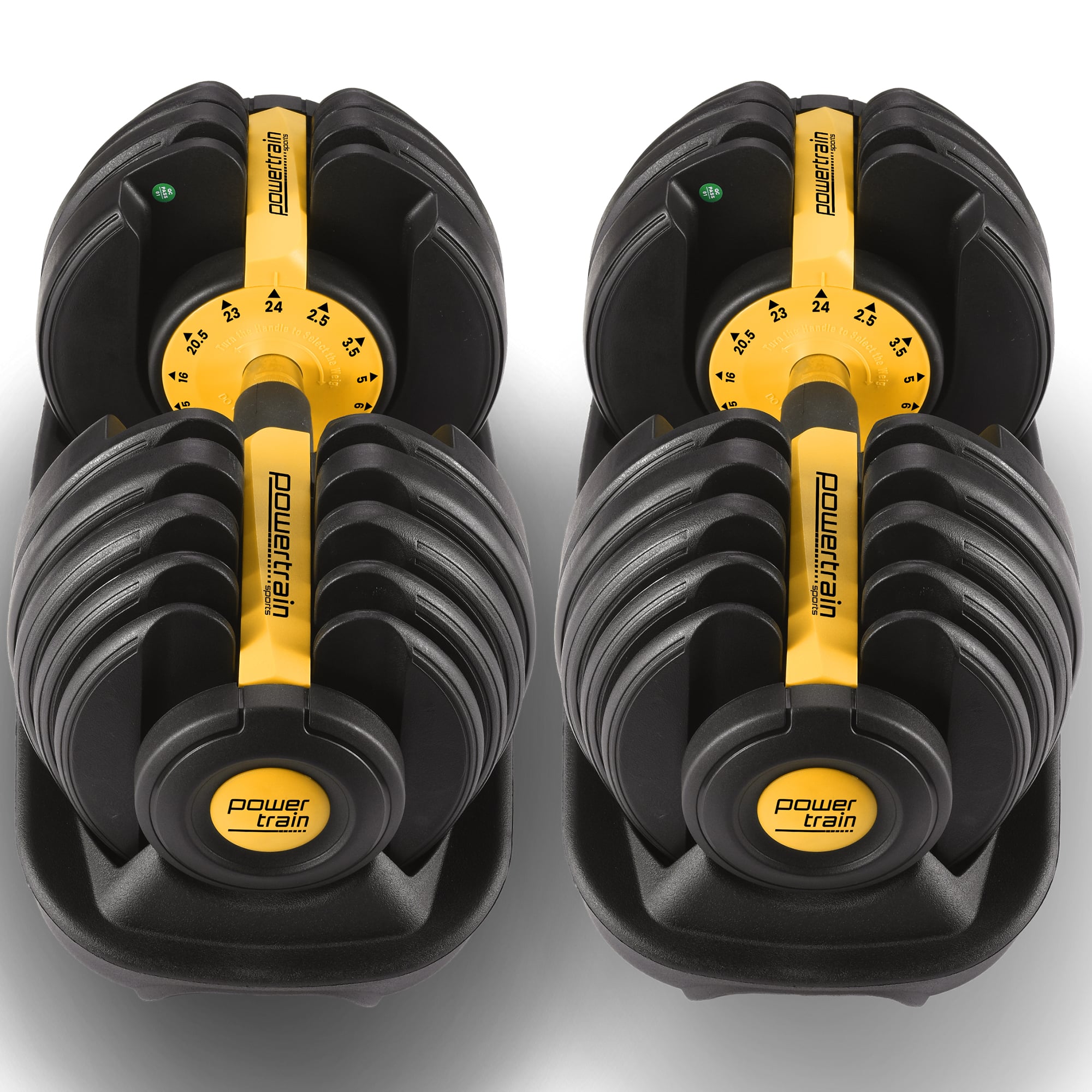 Powertrain 48KG Adjustable Dumbbell Set With Stand - Gold V240-DMB-BF1-024-2S-GD
