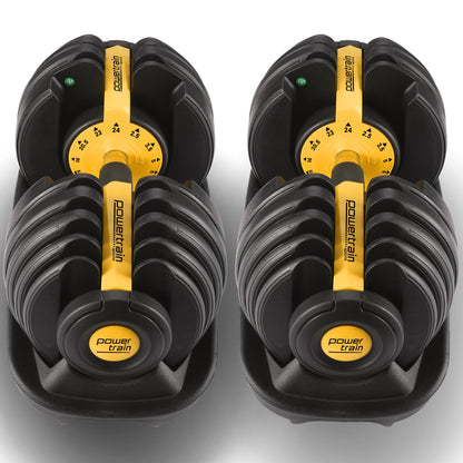 Powertrain 48KG Adjustable Dumbbell Set With Stand - Gold V240-DMB-BF1-024-2S-GD