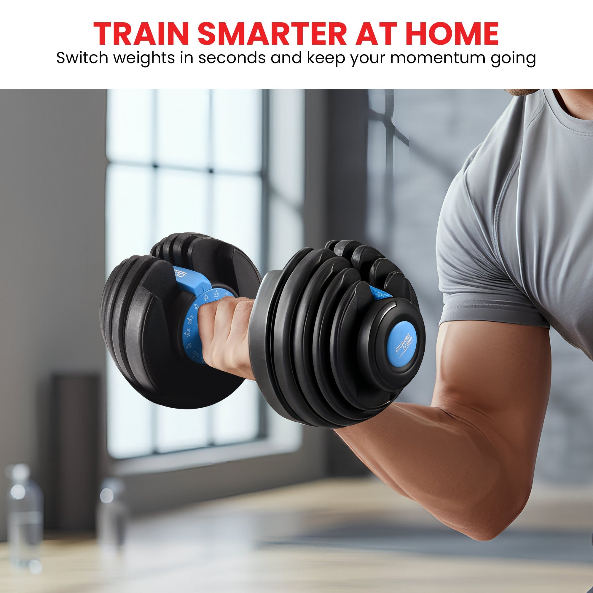 Powertrain 2x 24kg Adjustable Dumbbell Home Gym Set V240-DMB-BF1-024-BU-2