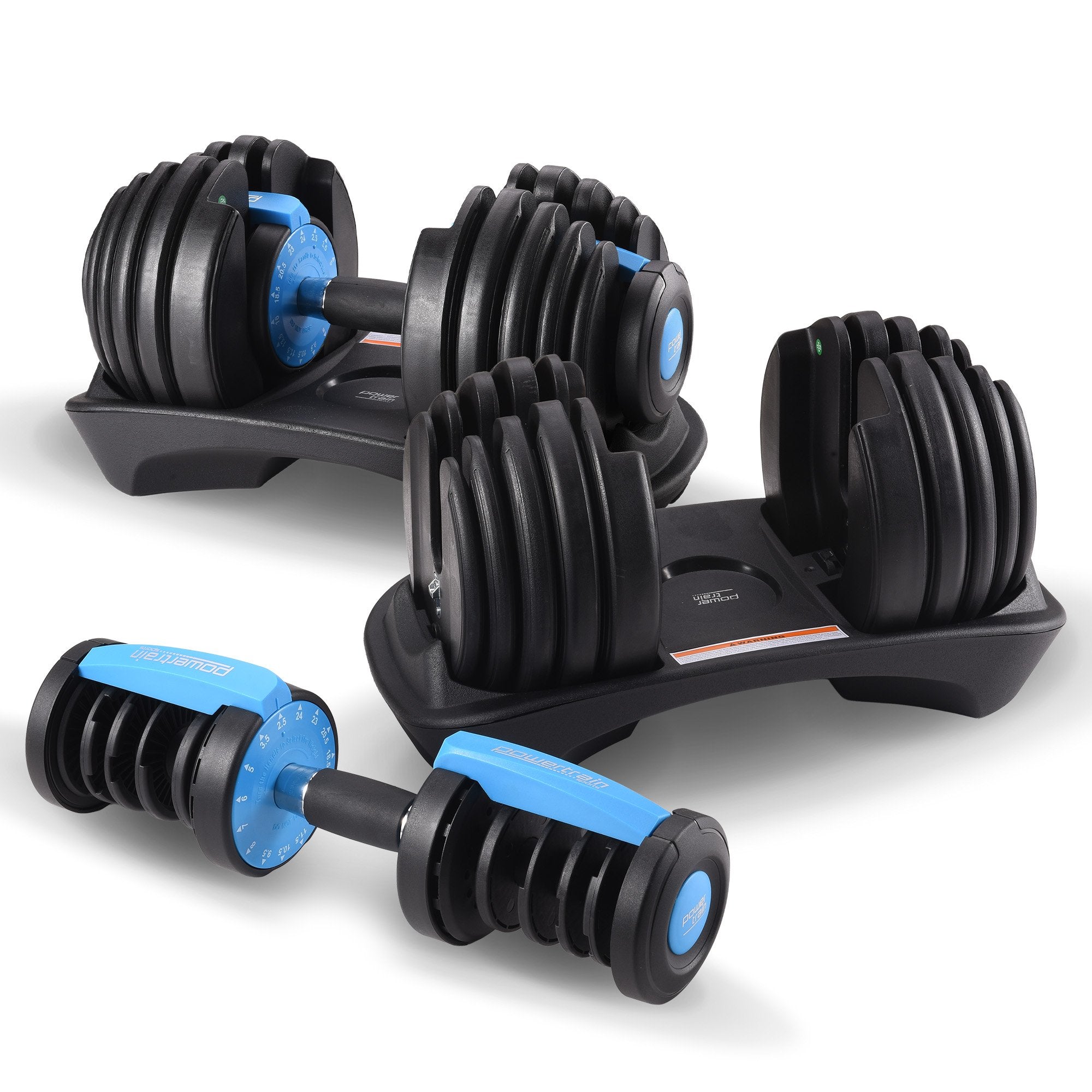 Powertrain 2x 24kg Adjustable Dumbbell Home Gym Set V240-DMB-BF1-024-BU-2