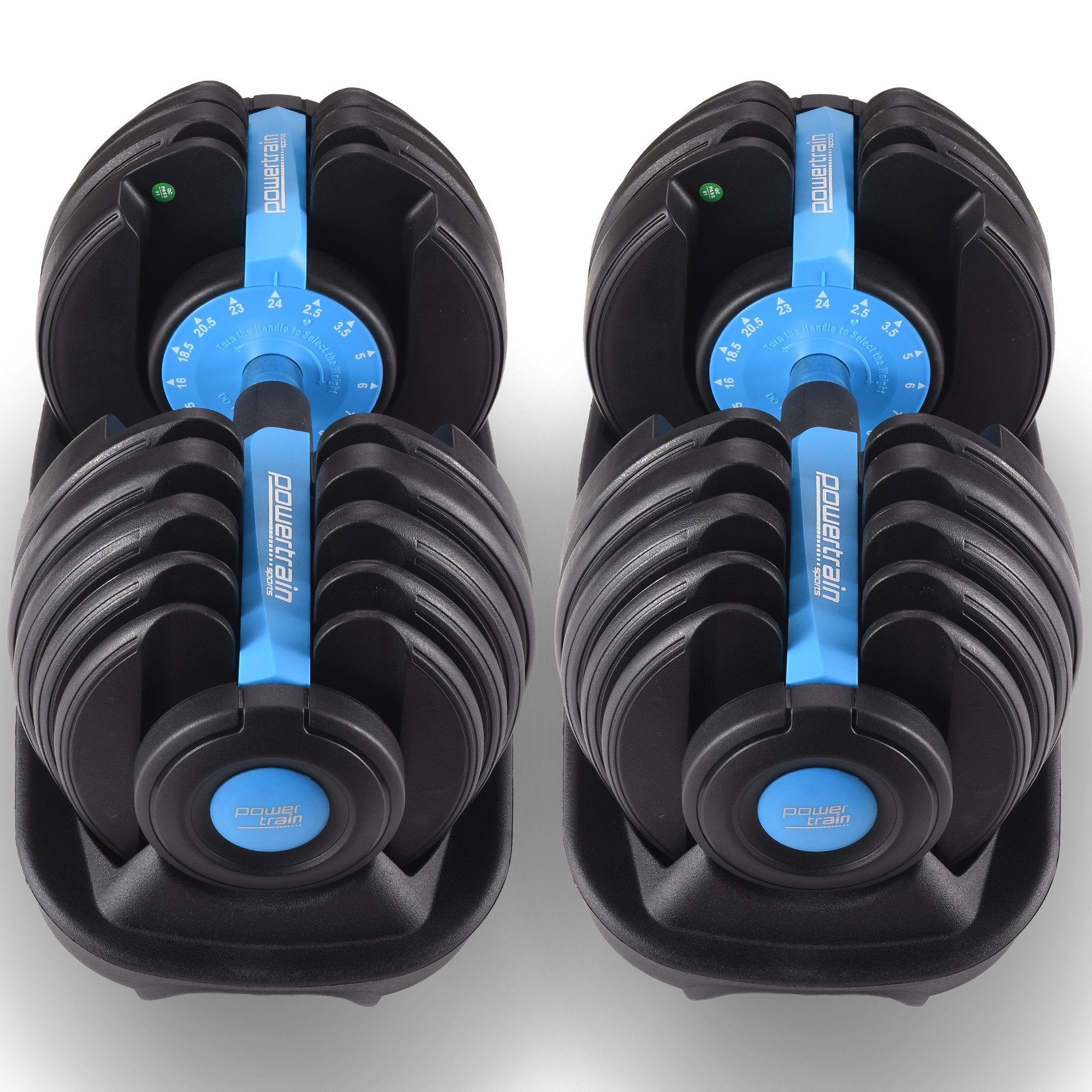 Powertrain 2x 24kg Adjustable Dumbbell Home Gym Set V240-DMB-BF1-024-BU-2