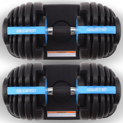 Powertrain 2x 24kg Adjustable Dumbbell Home Gym Set V240-DMB-BF1-024-BU-2