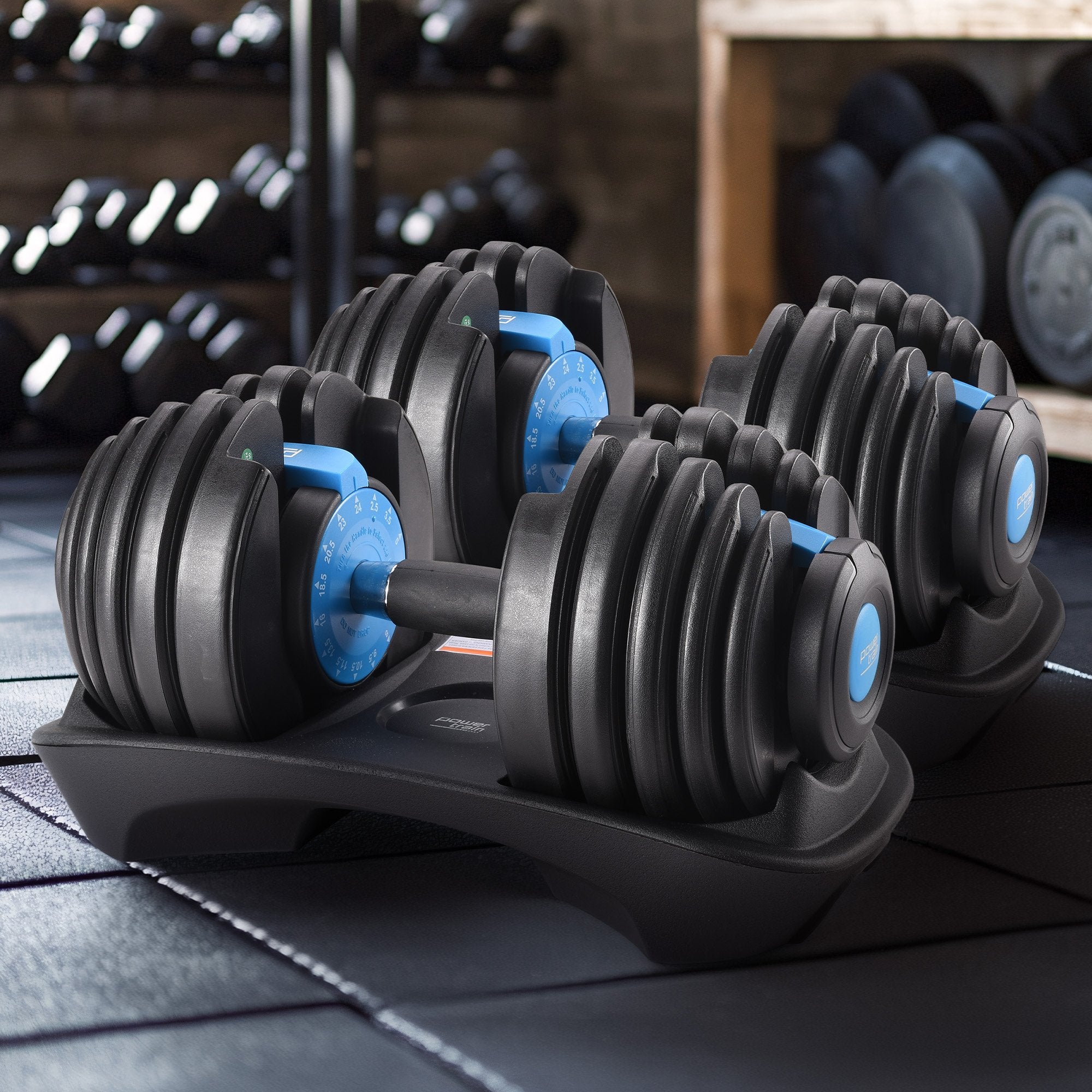 Powertrain 2x 24kg Adjustable Dumbbell Home Gym Set V240-DMB-BF1-024-BU-2