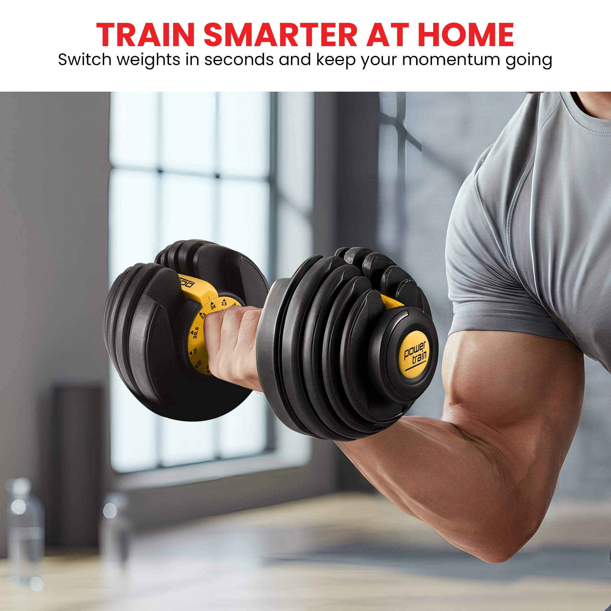 Powertrain 48kg Adjustable Dumbbell Home Gym Set Gold V240-DMB-BF1-024-GD-2
