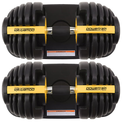 Powertrain 48kg Adjustable Dumbbell Home Gym Set Gold V240-DMB-BF1-024-GD-2