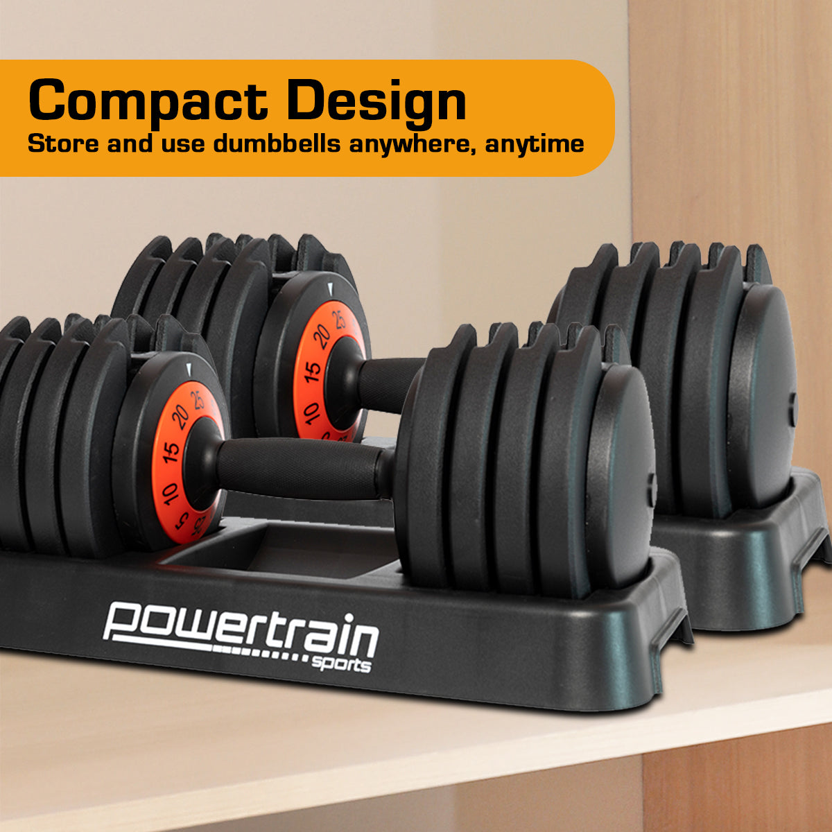 Powertrain GEN2 Pro Adjustable Dumbbell Set - 50kg V240-DMB-TD1-AD3-2