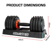 Powertrain GEN2 Pro Adjustable Dumbbell Set - 50kg V240-DMB-TD1-AD3-2