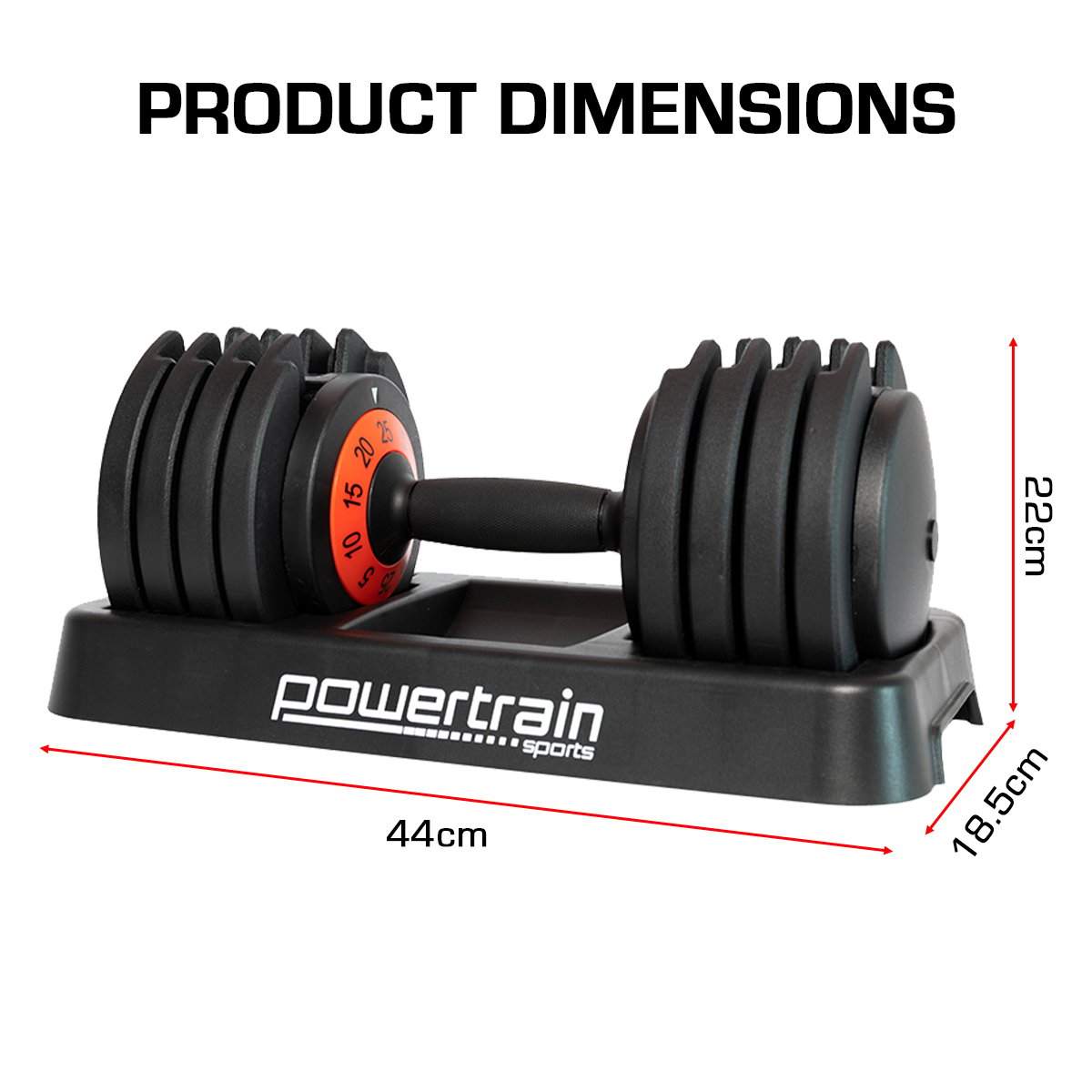 Powertrain GEN2 Pro Adjustable Dumbbell Set - 50kg V240-DMB-TD1-AD3-2