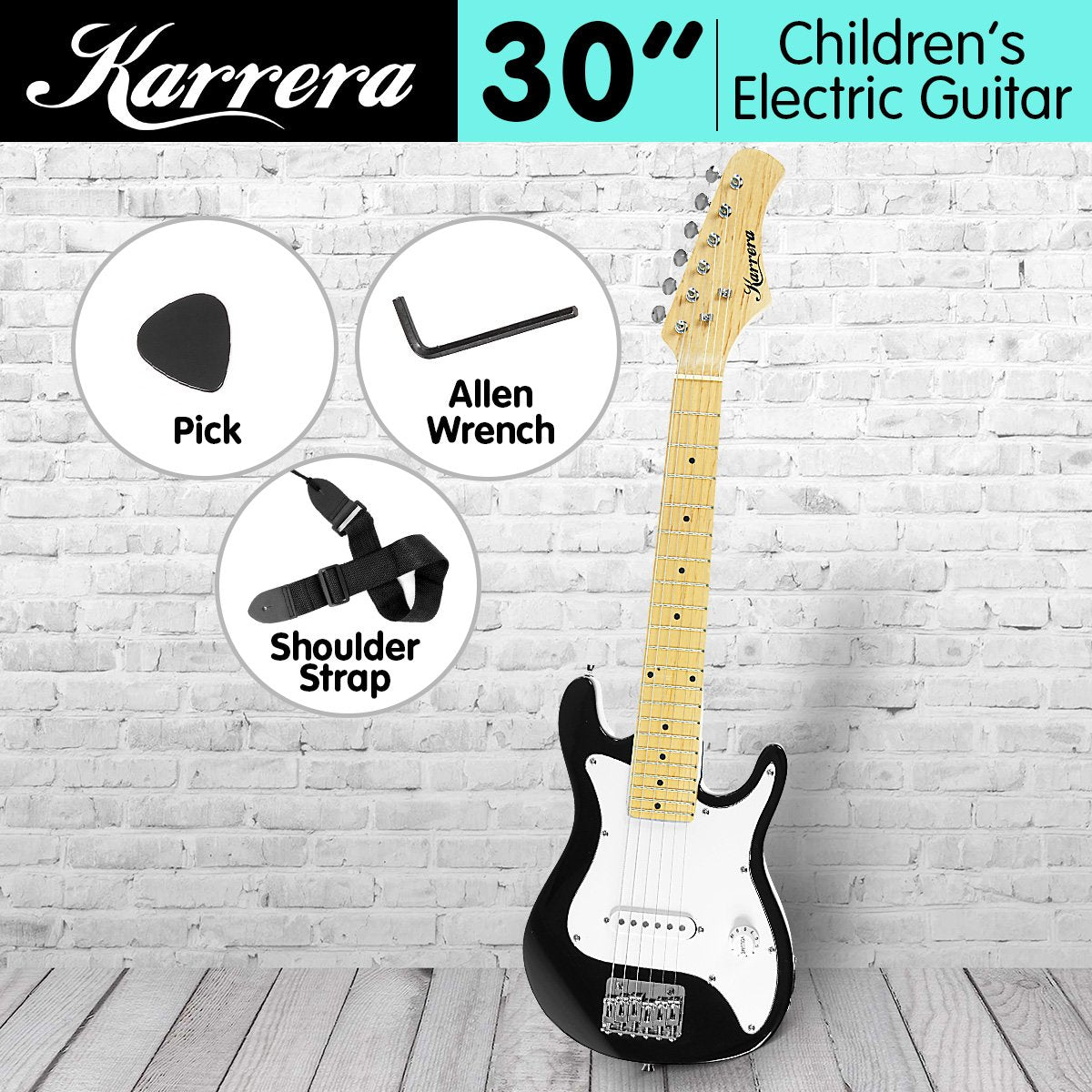 Karrera Electric Childrens Guitar Kids - Black V240-ECP-3W-BK