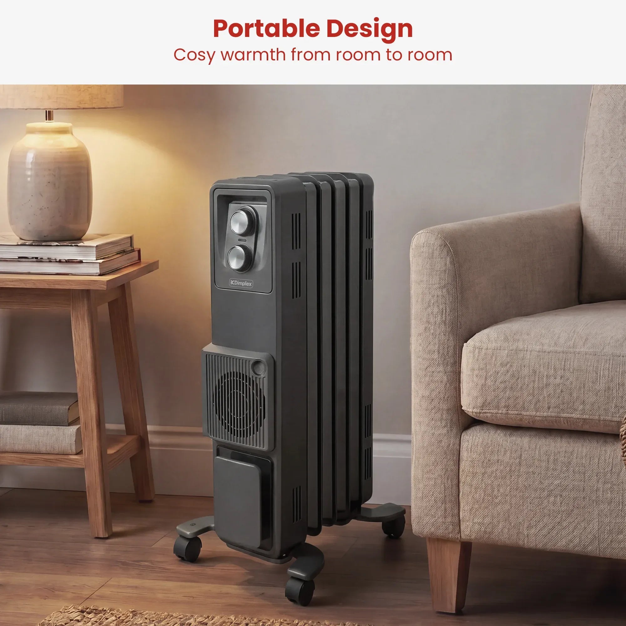 Dimplex 1.5kW Oil Free Column Heater 5 Fin with Thermostat Turbo Fan V240-ECR15FA