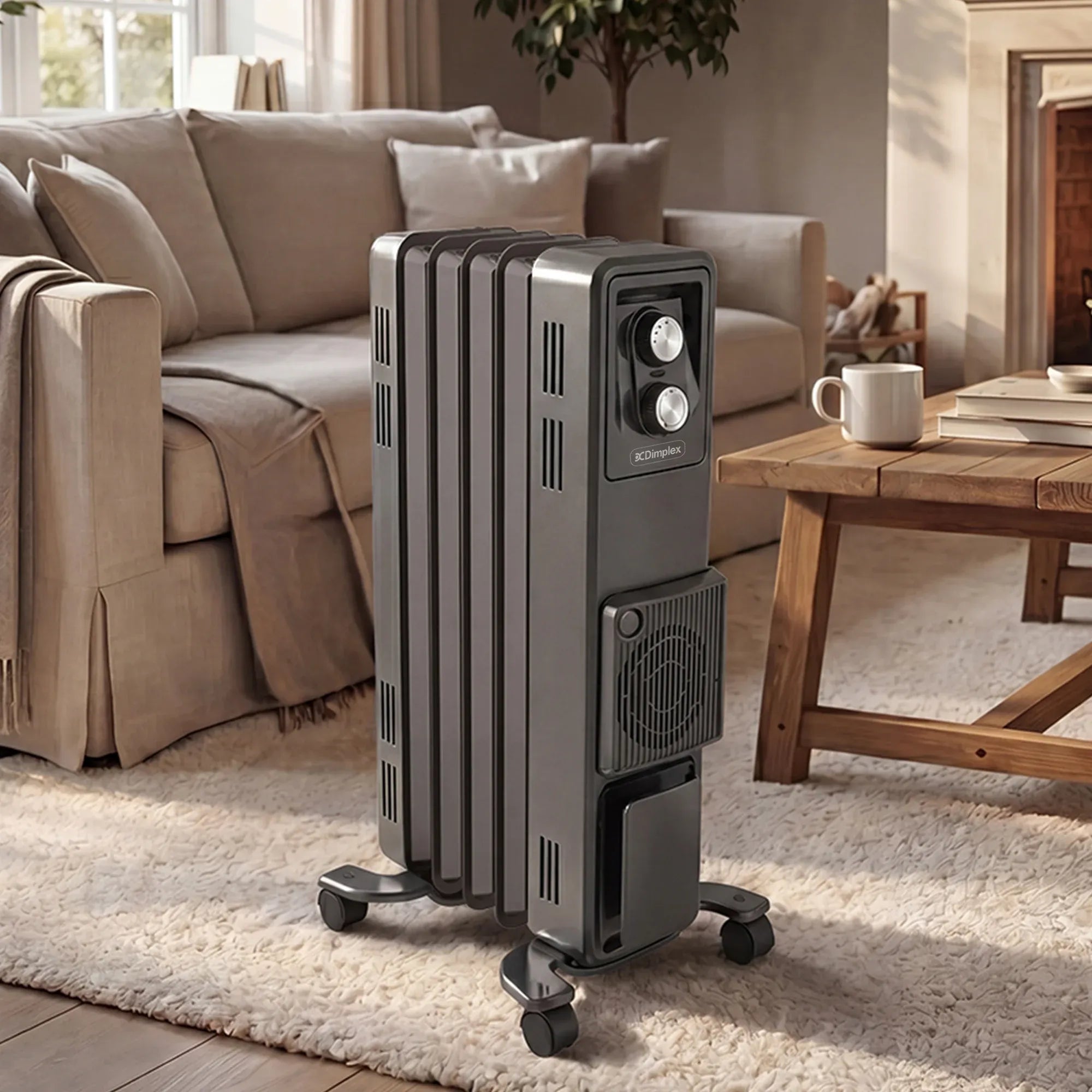 Dimplex 1.5kW Oil Free Column Heater 5 Fin with Thermostat Turbo Fan V240-ECR15FA