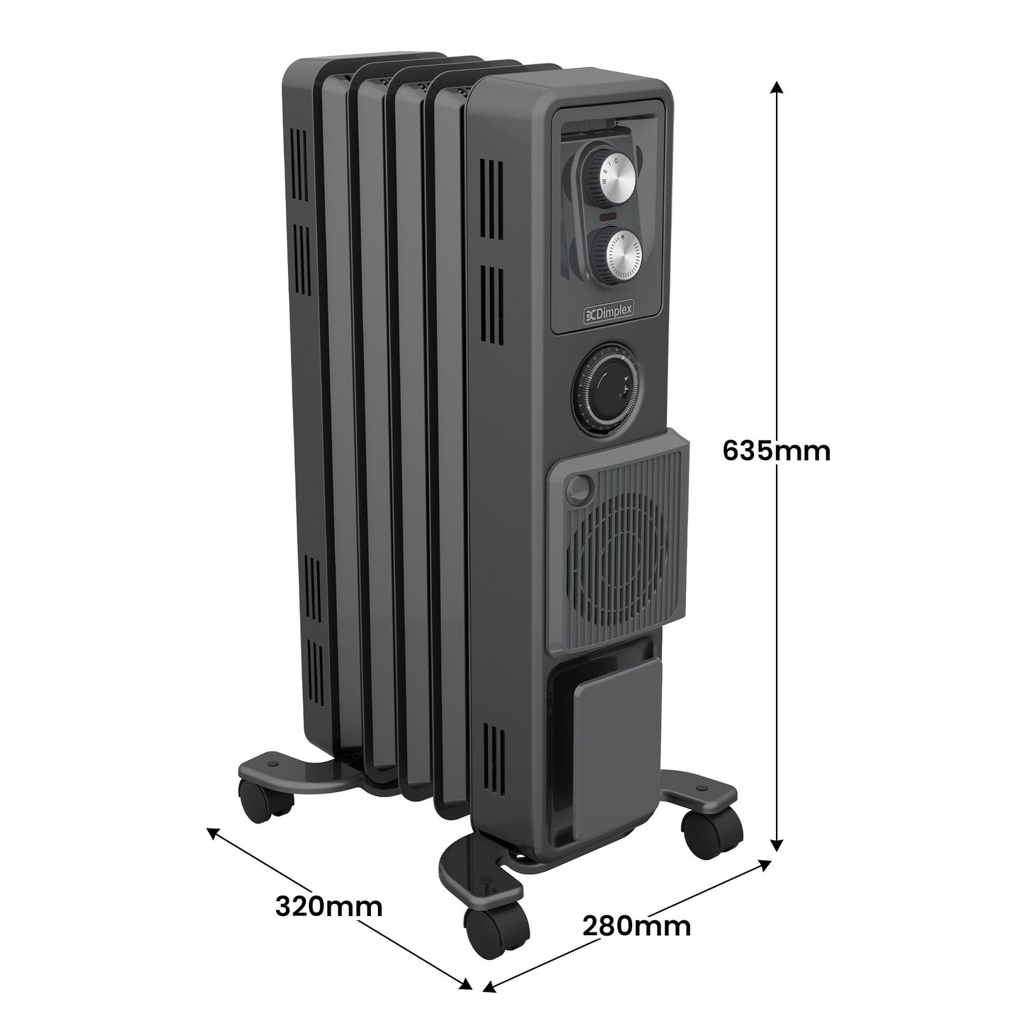 Dimplex Oil Free 1.5kW Column Heater w/ Turbo Fan and Timer in Black V240-ECR15TIF