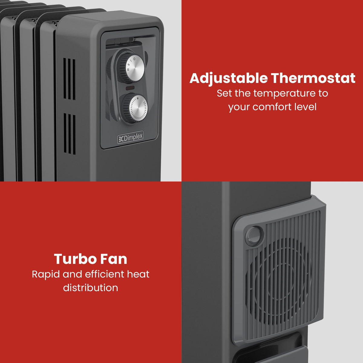 Dimplex Oil Free 2.4kW Column Heater w/ Thermostat and Turbo Fan in Black V240-ECR24FA