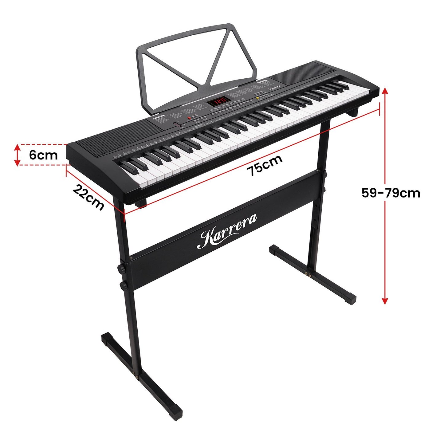 Karrera 61-Key Electronic Piano Keyboard 75cm with Stand - Black V240-EKB-61-K33-STD