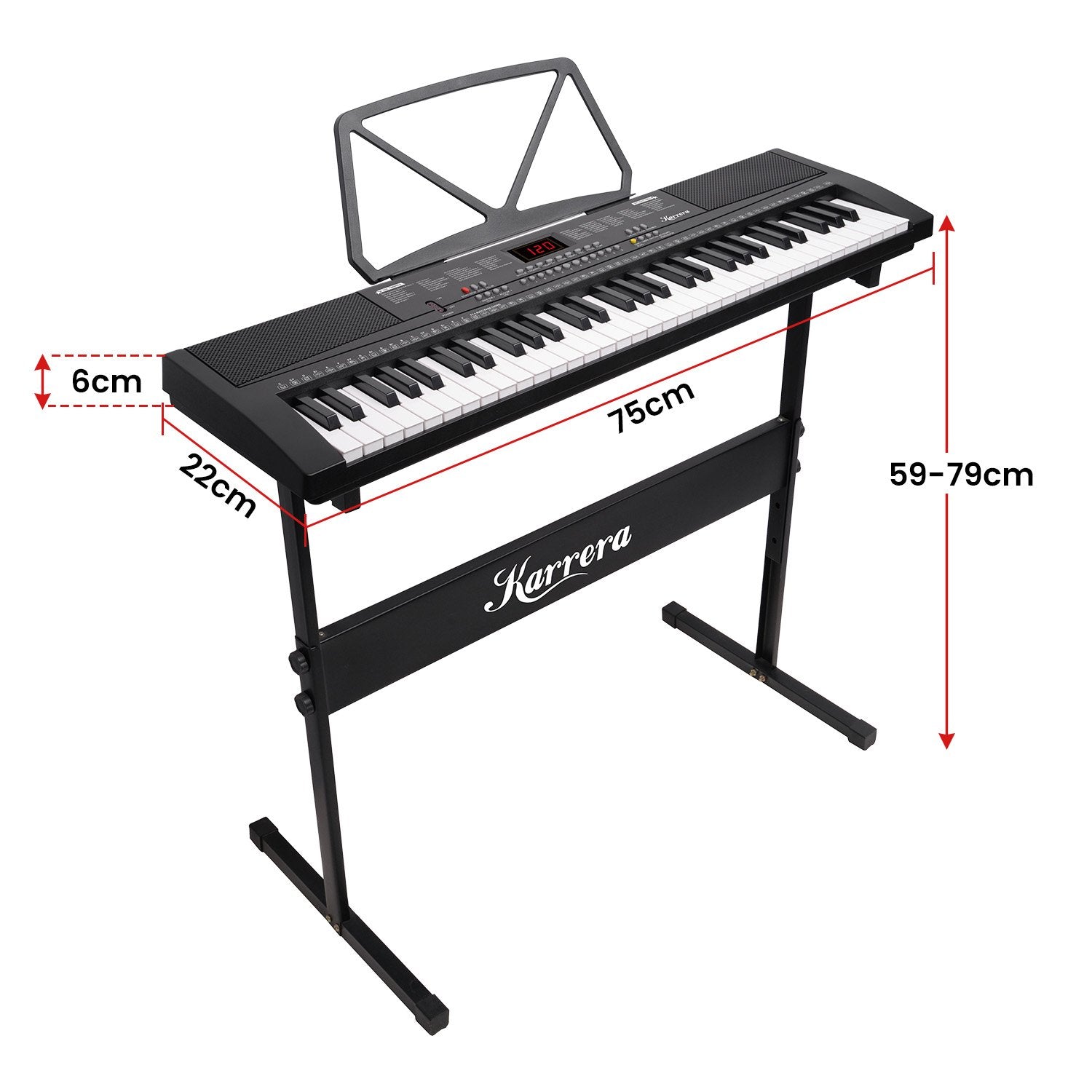 Karrera 61-Key Electronic Piano Keyboard 75cm with Stand - Black V240-EKB-61-K33-STD