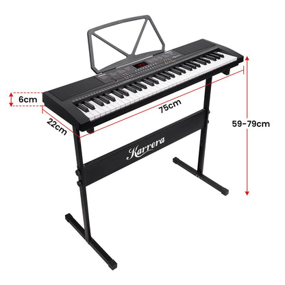 Karrera 61-Key Electronic Piano Keyboard 75cm with Stand - Black V240-EKB-61-K33-STD