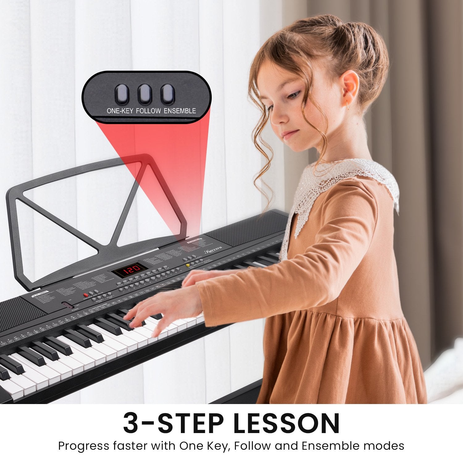 Karrera 61-Key Electronic Piano Keyboard 75cm with Stand - Black V240-EKB-61-K33-STD