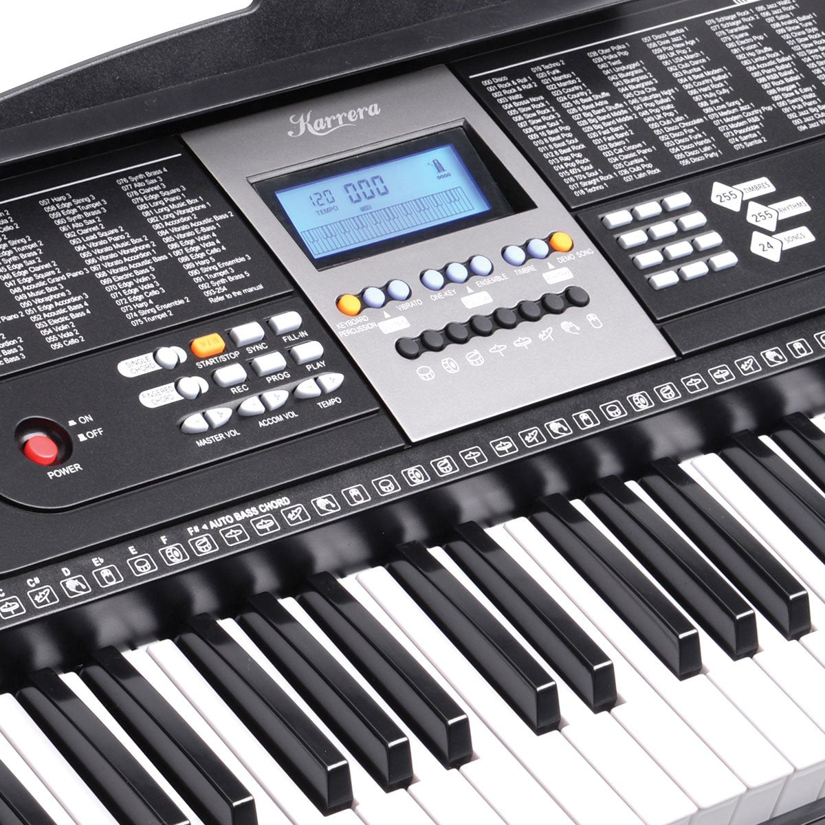 Karrera 61 Keys Electronic Keyboard Piano with Stand - Black V240-EKB-CHJ-61-BK