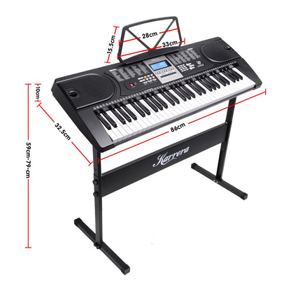 Karrera 61 Keys Electronic Keyboard Piano with Stand - Black V240-EKB-CHJ-61-BK