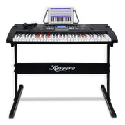 Karrera 61 Keys Electronic LED Keyboard Piano with Stand - Black V240-EKB-CHJ-61-BK-LED