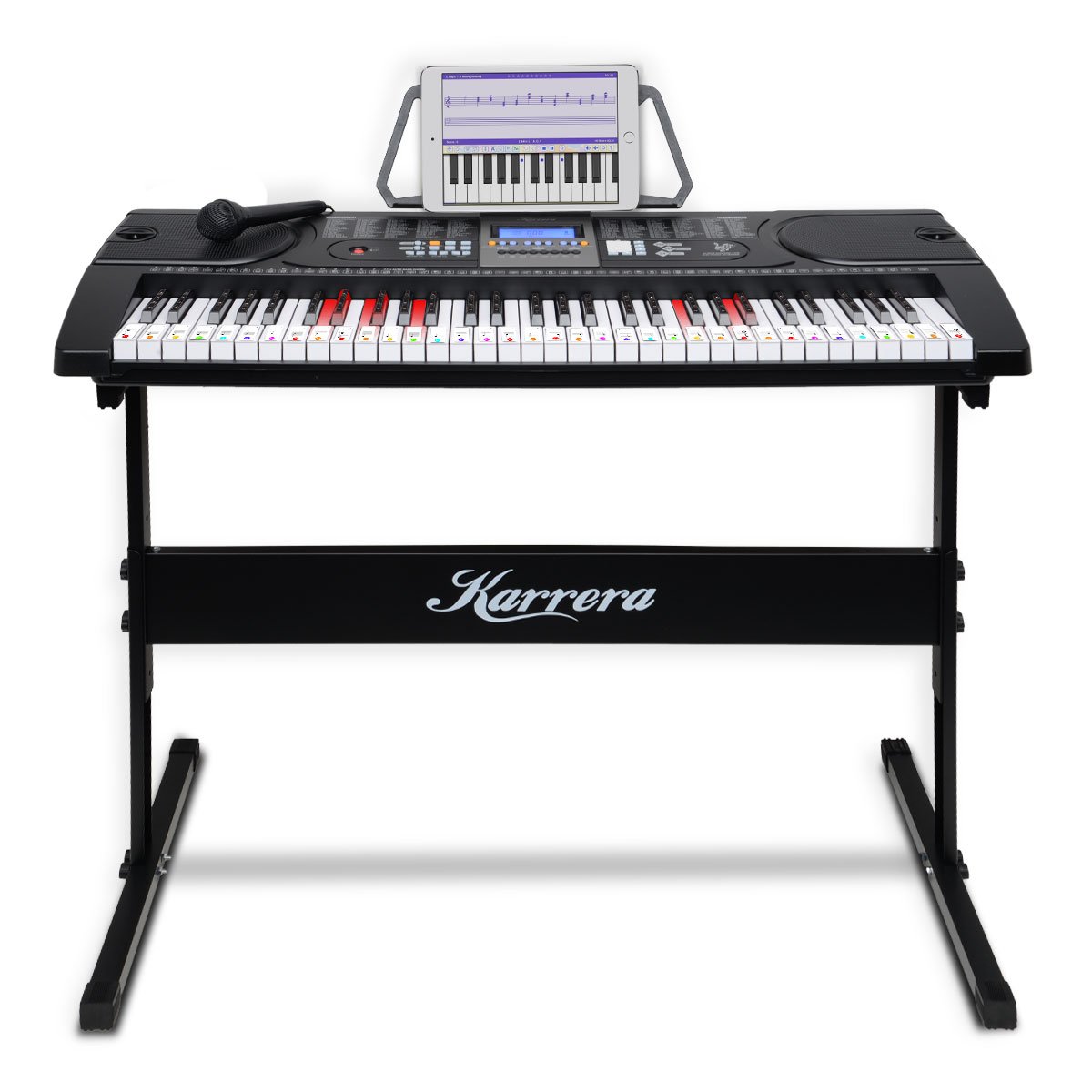 Karrera 61 Keys Electronic LED Keyboard Piano with Stand - Black V240-EKB-CHJ-61-BK-LED
