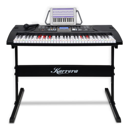 Karrera 61 Keys Electronic LED Keyboard Piano with Stand - Black V240-EKB-CHJ-61-BK-LED